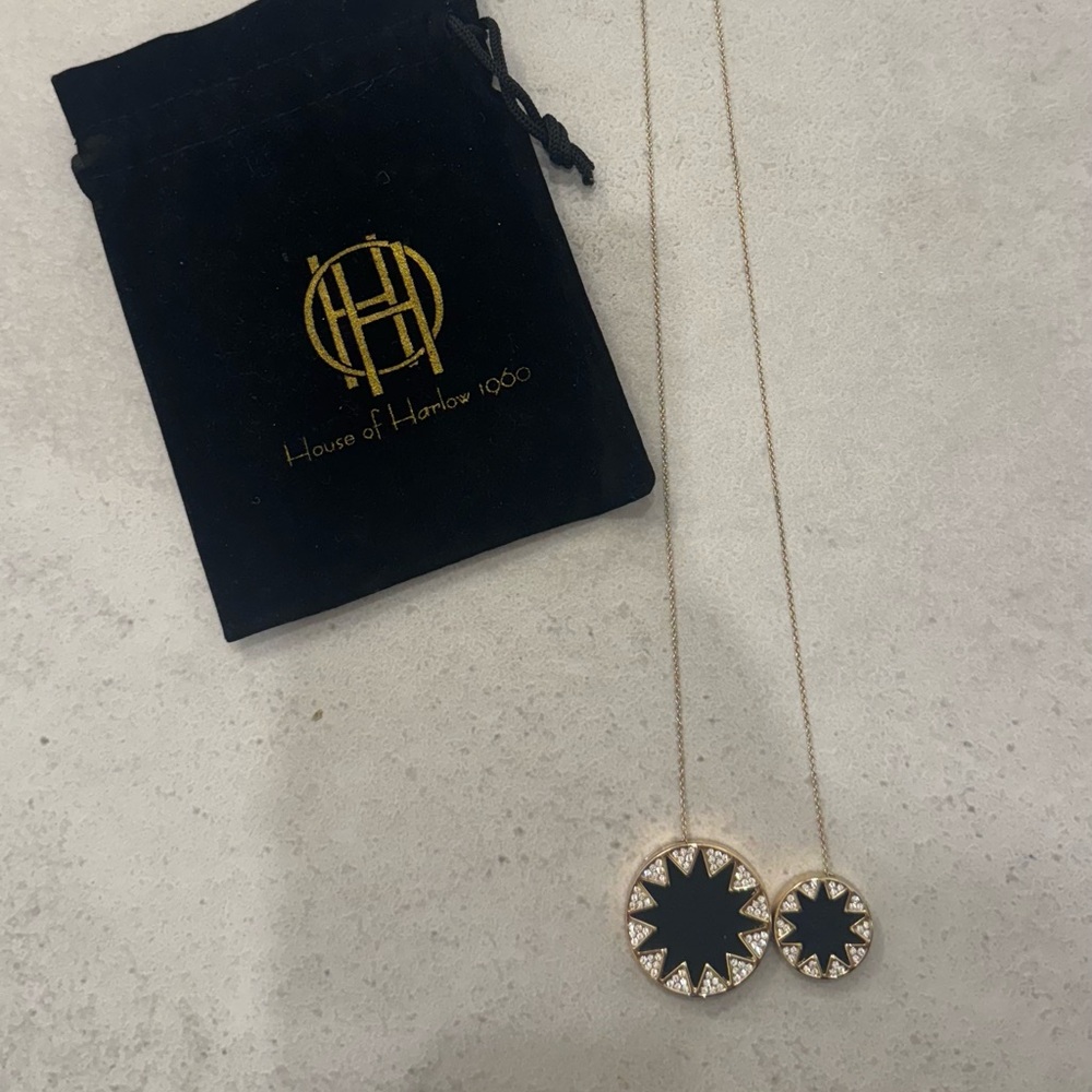 House of Harlow 1960 Gold and Black Geometric Necklace